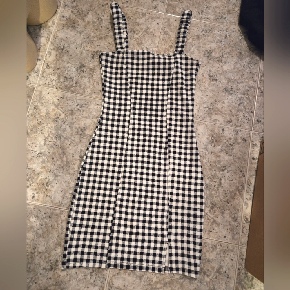 H&M divided checkered mini dress XS